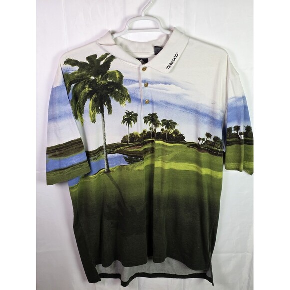 Louisiana Tabasco Men's XXL Palm Trees Golf Shirt - Picture 1 of 11